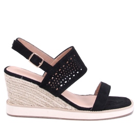 Debeve Sandalias alpargatas con cuña negra negro