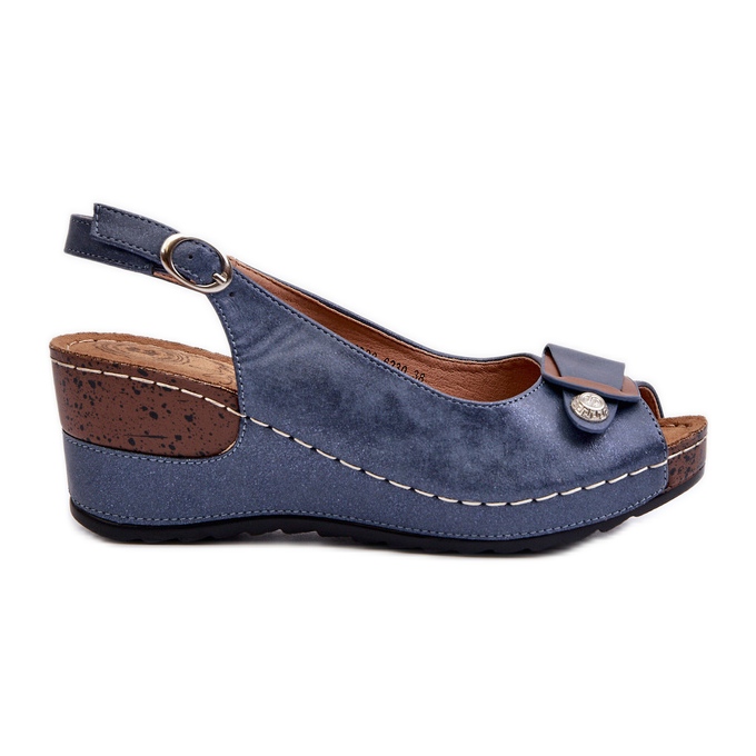 Sandalias Cuña Zapatos Confort Ligeros Mujer Azul Efravia