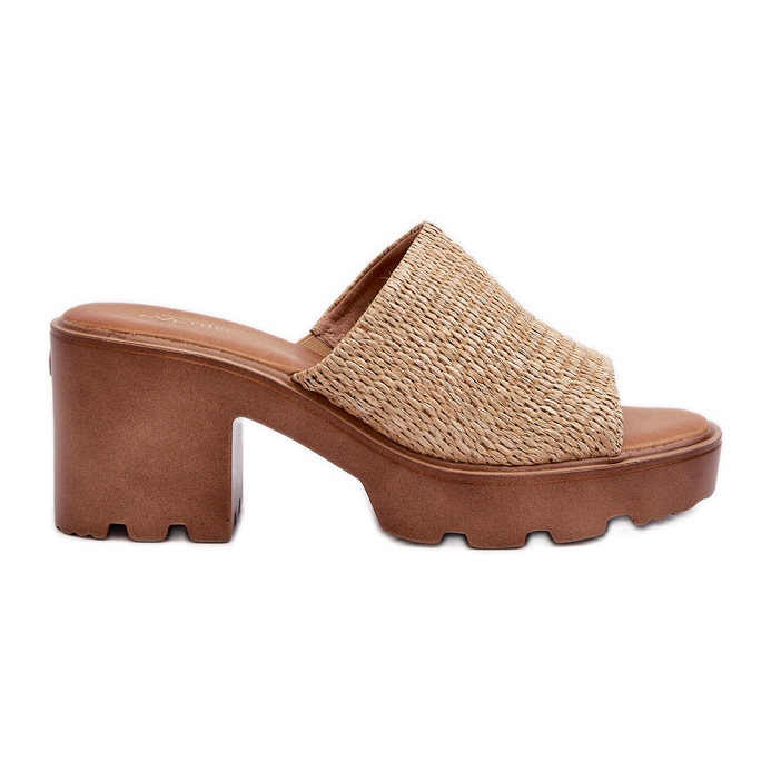 Chanclas de Mujer Titantha Beige con Tacones Altos Trenzados