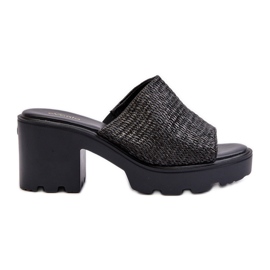 Chanclas trenzadas Titantha de mujer de color negro con tacones altos