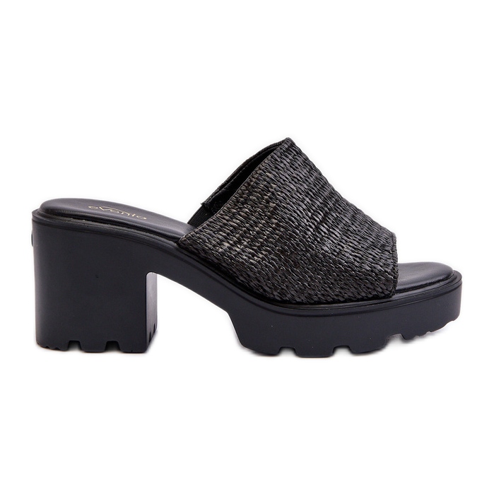 Chanclas trenzadas Titantha de mujer de color negro con tacones altos