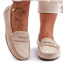 Mocasines beige de gamuza para mujeres