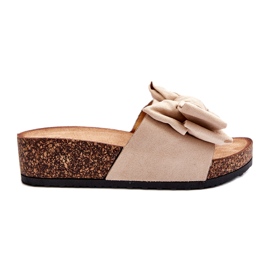 Seastar Chanclas de mujer beige con plataforma de corcho y lazo