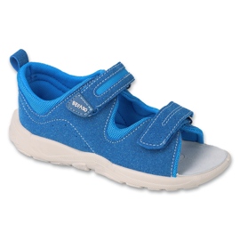 Sandalias infantil befado, aplicación de piel 721X023, velcro azul