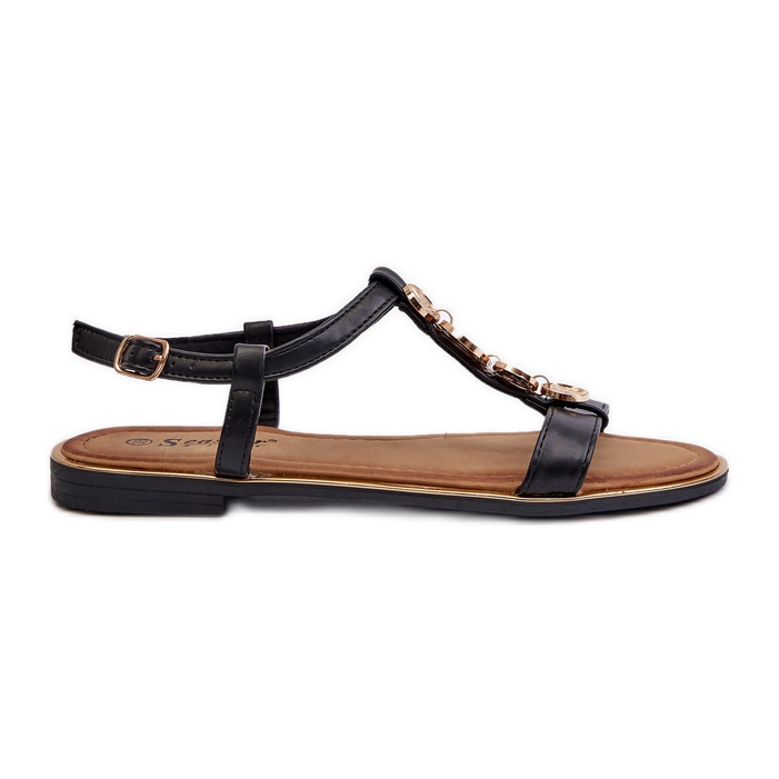 Sandalias Planas De Mujer Con Adornos Negro Muridia Sandalias Planas De Mujer Con Adornos Negro Muridia