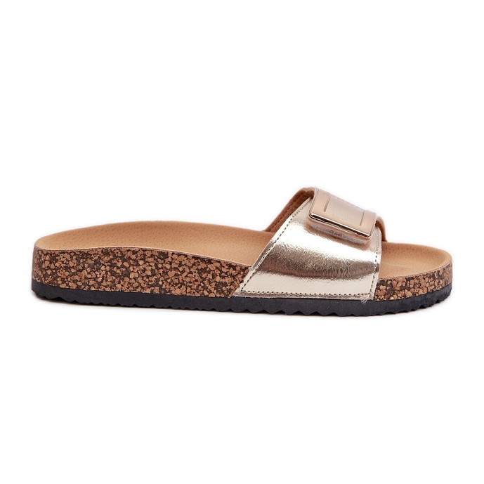 Chanclas de mujer con plataforma de corcho y decoración Elleriome dorada dorado