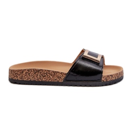 Chanclas de mujer con plataforma de corcho y decoración, negro Elleriome