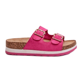 Chanclas De Mujer En La Plataforma Con Hebillas Ante Ecológico Fucsia Ursila rosado