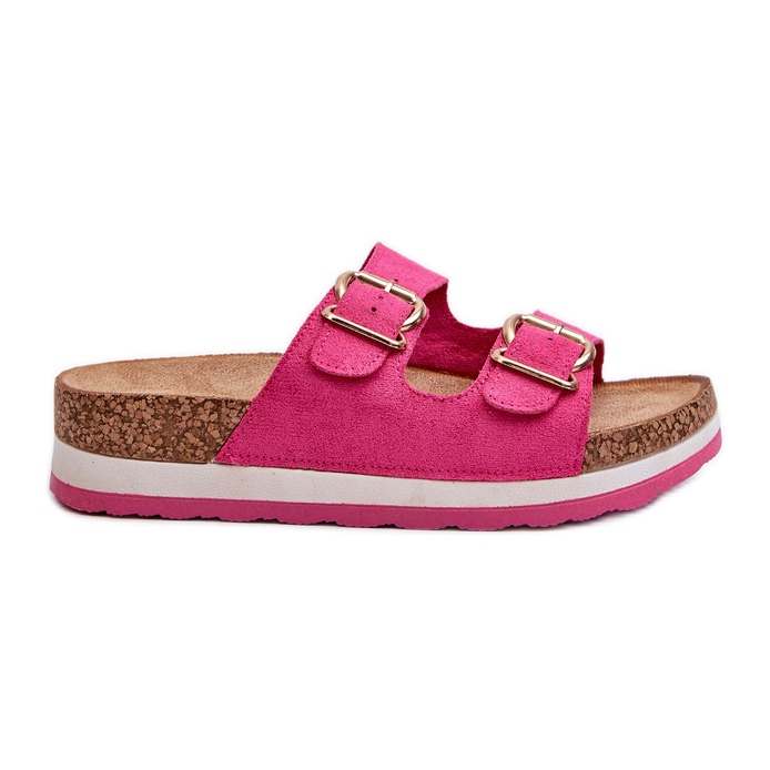 Chanclas De Mujer En La Plataforma Con Hebillas Ante Ecológico Fucsia Ursila rosado