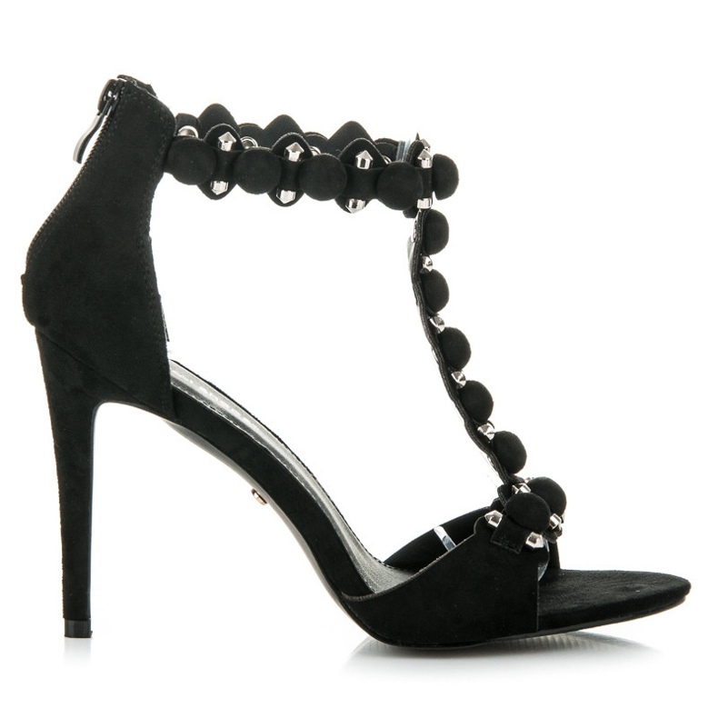 Ideal Shoes Elegantes sandalias de tacón negro