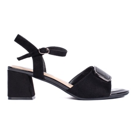 Sandalias negras elegantes de tacón alto de Sergio Leone negro