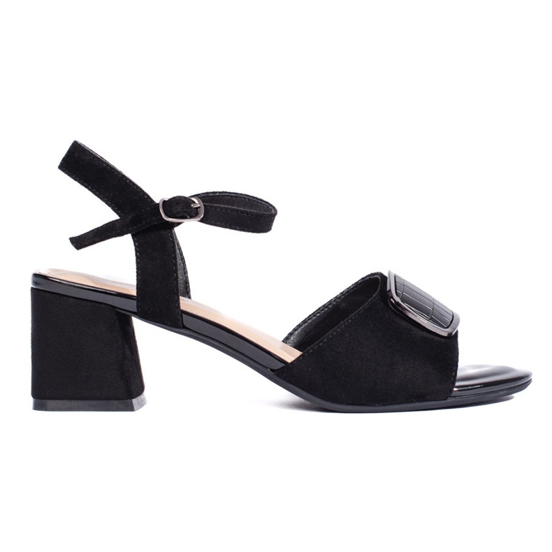 Sandalias negras elegantes de tacón alto de Sergio Leone negro