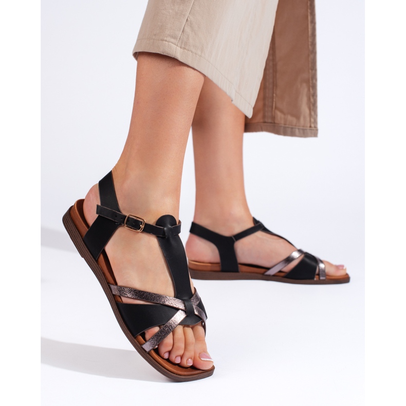 Sandalias planas negras de Sergio Leone negro