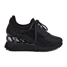 S.Barski Deportivas de Mujer con Cuña Decorada con Circonitas D&amp;A MR38-377 Negro