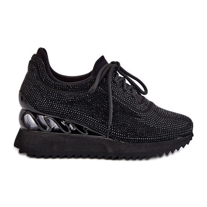 S.Barski Deportivas de Mujer con Cuña Decorada con Circonitas D&amp;A MR38-377 Negro