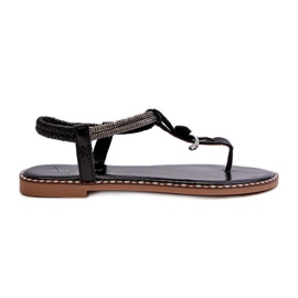 Sandalias planas de mujer con flor decorativa, Negro Edoni