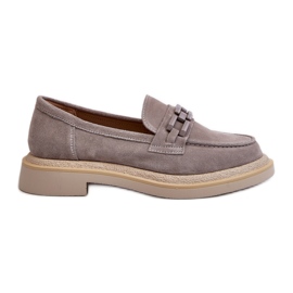 S.Barski Mocasines Mujer Ante Tacón Plano Con Decoración D&amp;A TW101 Gris