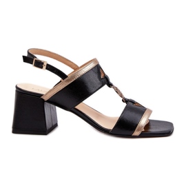 Sandalias Elegantes de Piel con Tacon Laura Messi 2768 Negro