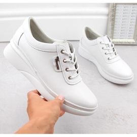 Zapatos con cordones mujer piel blanco Vinceza 7922
