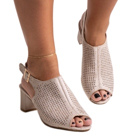 Sandalias de tacón calado con plantilla de piel de Mawiya beige