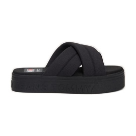 Sandalia con plataforma plana y letras de Tommy Hilfiger EN0EN02465BDS negro