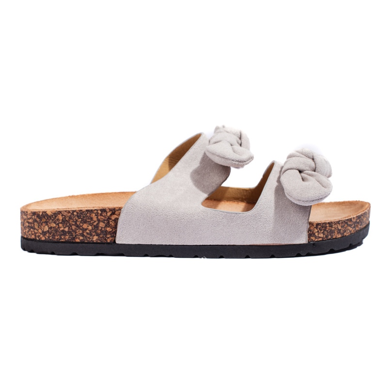 Zapatillas de casa mujer de ante gris con corcho.