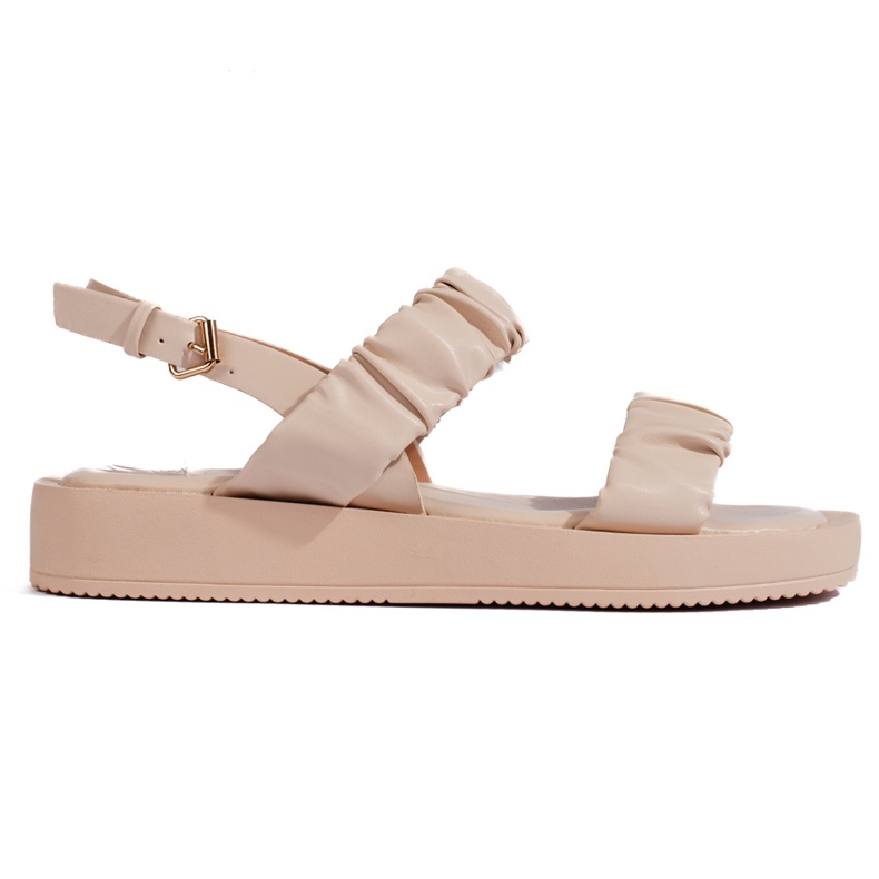 Sandalias beige con volantes