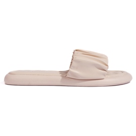 Chanclas mujer volantes beige