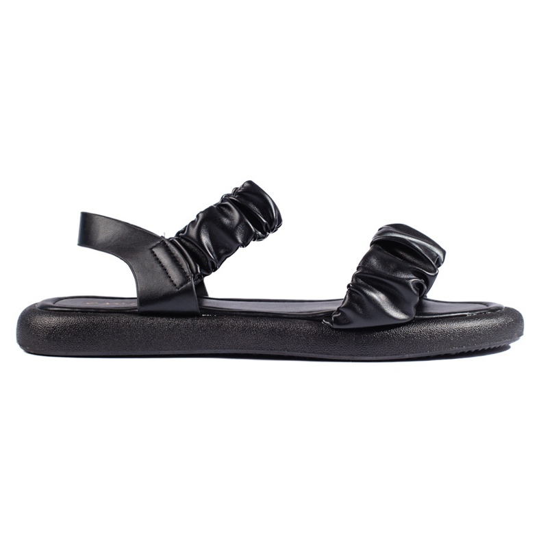Sandalias negras cómodas sin cordones para mujer. negro
