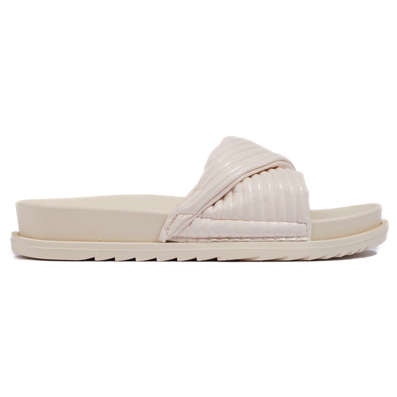 Chanclas planas de mujer beige claro
