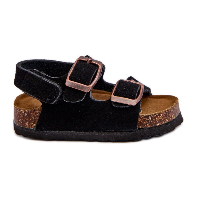 Sandalias Infantiles con Plataforma de Corcho, Cierre con Velcro, Rorria Negra negro