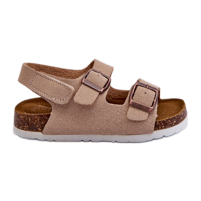 Sandalias de niña con plataforma de corcho, cierre con velcro, Beige Rorria