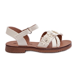 Sandalias infantiles con cierre de velcro y flores, blanco Nestalee