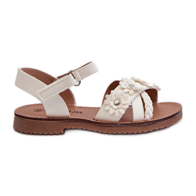 Sandalias infantiles con cierre de velcro y flores, blanco Nestalee