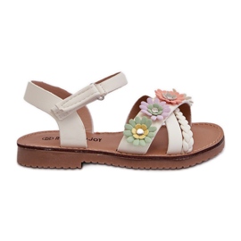 Sandalias infantiles con cierre de velcro y flores, blanco Nestalee