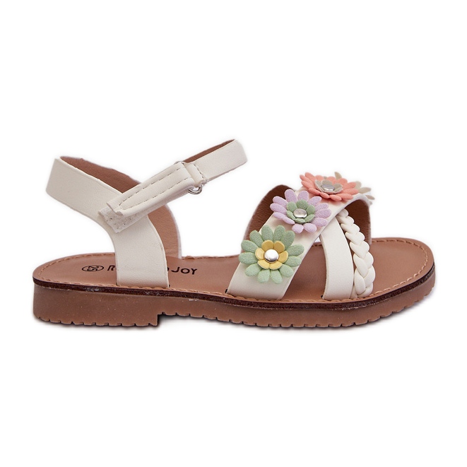 Sandalias infantiles con cierre de velcro y flores, blanco Nestalee