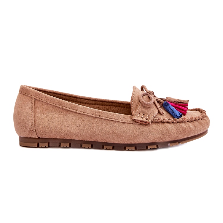 Seastar Mocasines de gamuza para mujeres con arco y flecos beige oscuro Seastar Mocasines de gamuza para mujeres con arco y flecos beige oscuro