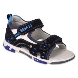 Sandalias infantil befado, aplicación de piel con velcro, 170X104, azul marino