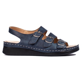 Sandalias mujer azul marino con hebillas
