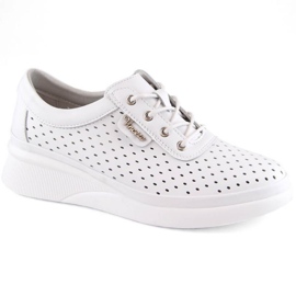 Zapatos cuña piel calada Vinceza W JAN274, blanco
