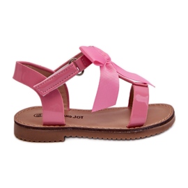 Sandalias infantiles de charol con lazo de velcro rosa Joratia rosado
