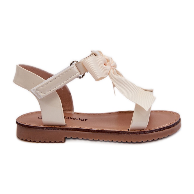 Sandalias infantil charol con lazo de velcro beige claro Joratia
