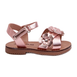 Sandalias Infantiles Decoradas con Flores, Cierre con Velcro, Rosa Fagossa