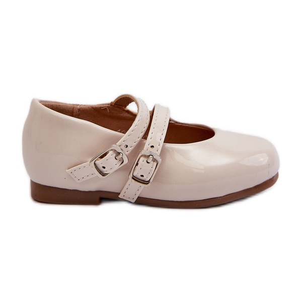 Bailarinas infantiles con tiras en charol, Beige Margenis