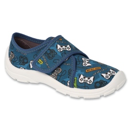 Pantuflas infantiles befado con velcro 974X567, aplicaciones azules