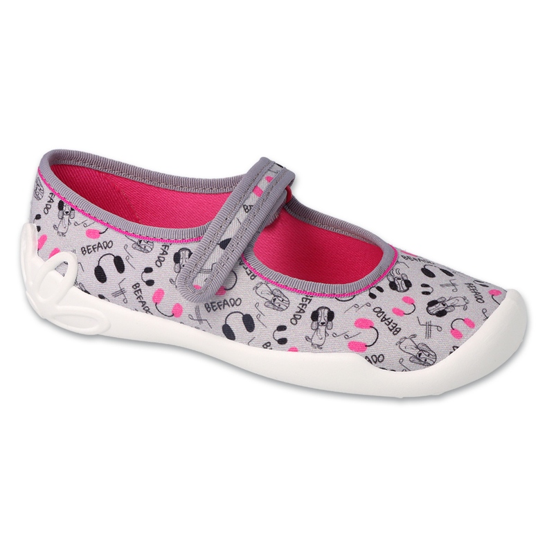 Pantuflas infantiles befado 114Y520 gris con aplicaciones de colores