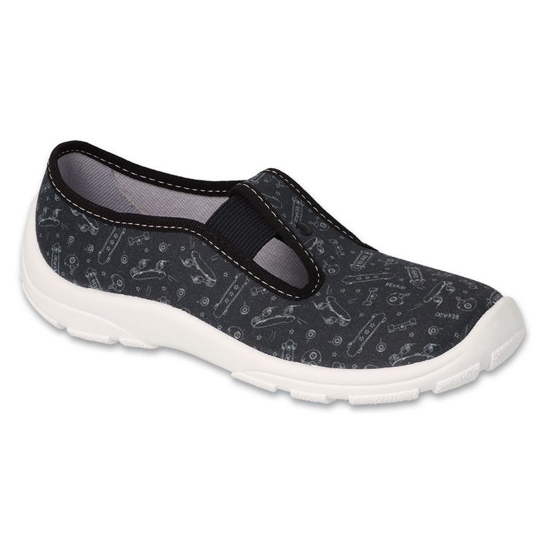 Pantuflas infantiles befado 975Y185 negro con aplicaciones grises