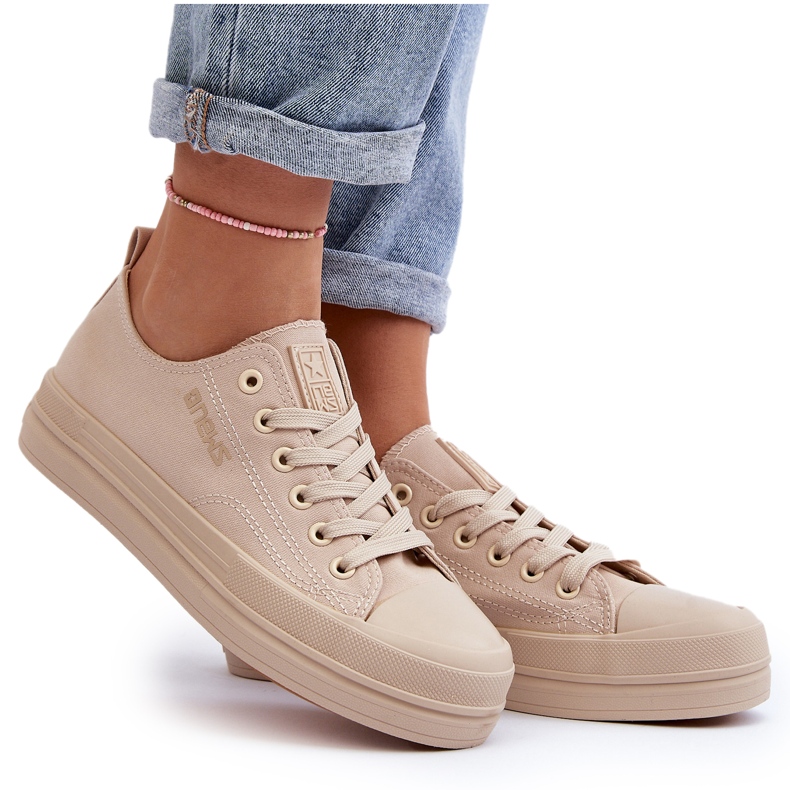 News Zapatillas Mujer De Tela Beige Staneva