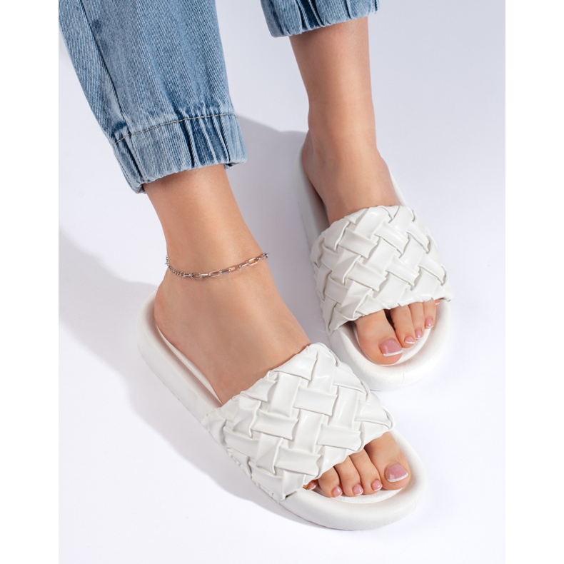 Babuchas mujer trenzadas blancas blanco Babuchas mujer trenzadas blancas blanco