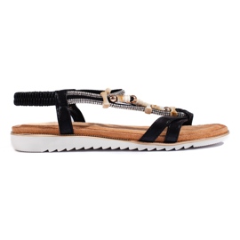Sandalias negras con abalorios negro